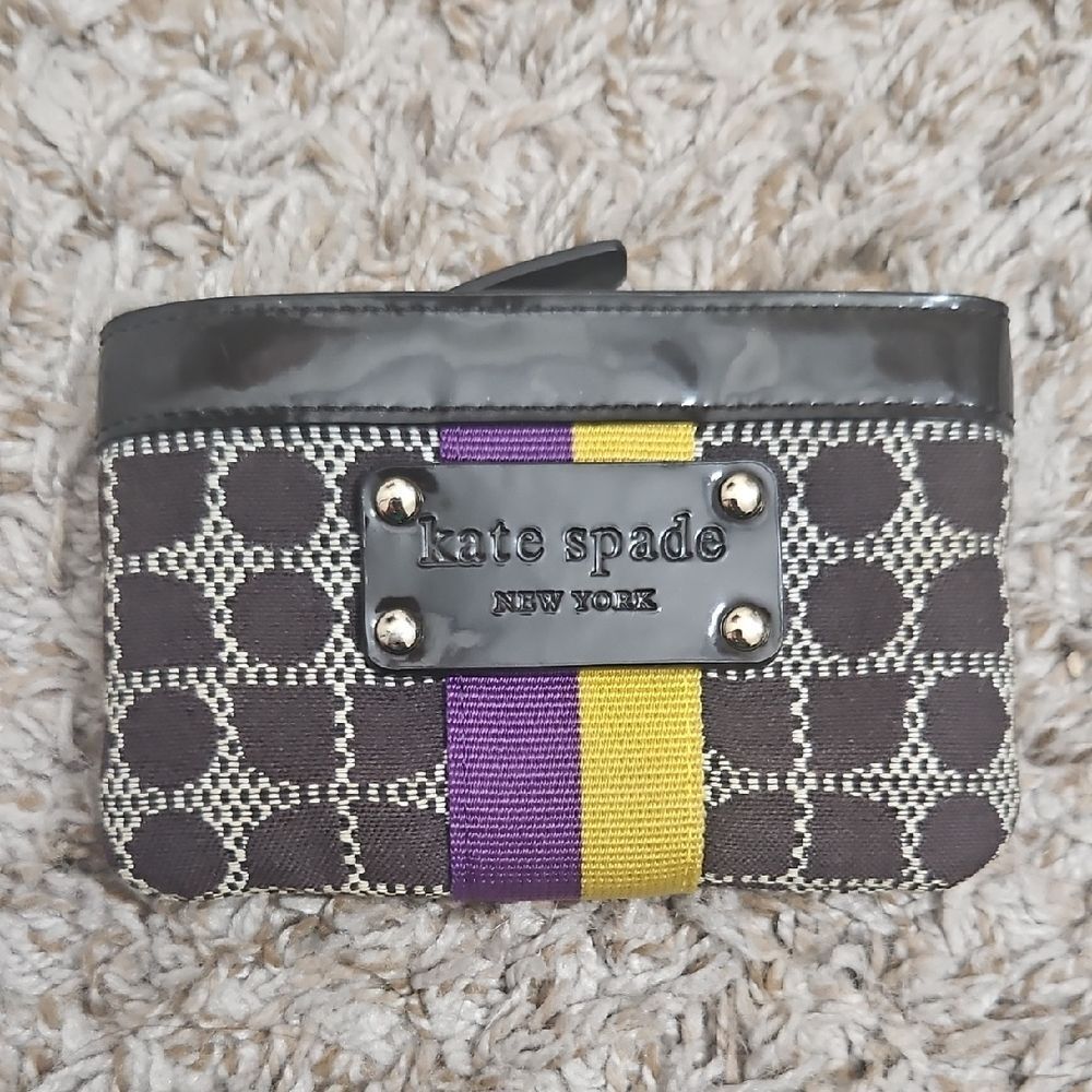 Kate Spade New York Coin Purse | Brown Geo Print | Purple Lining